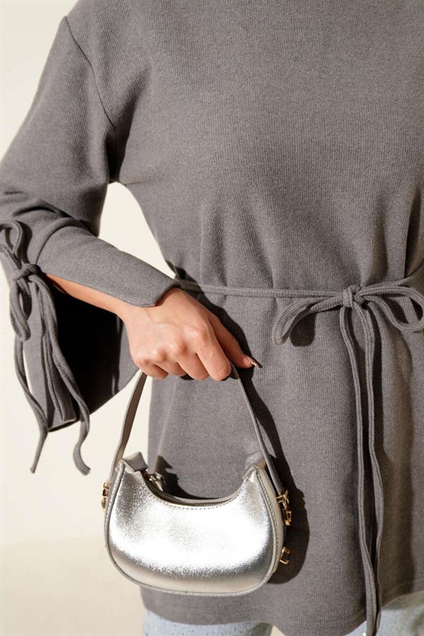Wrist Corded Cashmere Tunic Gray