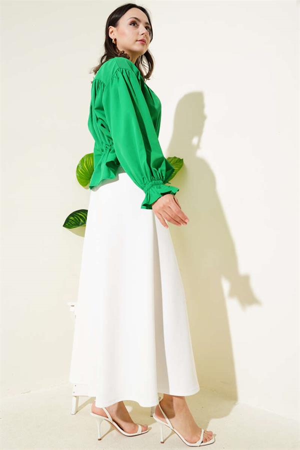 Elastic Waist Tunnel Short Shirt Green