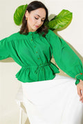 Elastic Waist Tunnel Short Shirt Green