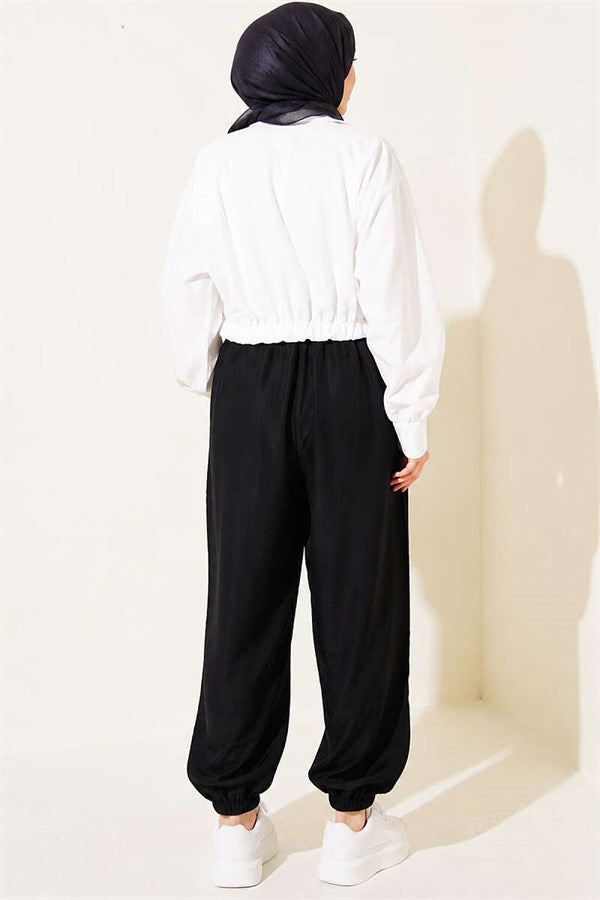 Black Harem Pants with Elasticated Ankles and Pockets