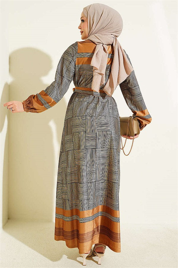 Yellow Checkered Dress with Elastic Ankle Straps