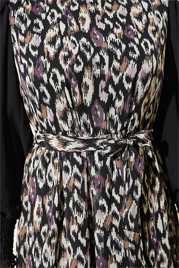Purple Dress with Elasticated Ankles and Trim