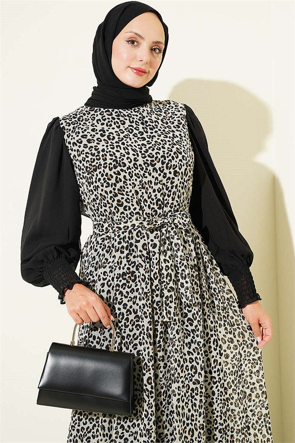 Black Dress with Elasticated Ankles and Trim