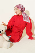 Red Shirt with Elasticated Cuffs and Lace Details