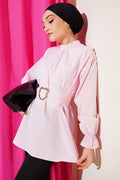 Pink Poplin Tunic with Elasticated Ankle Straps