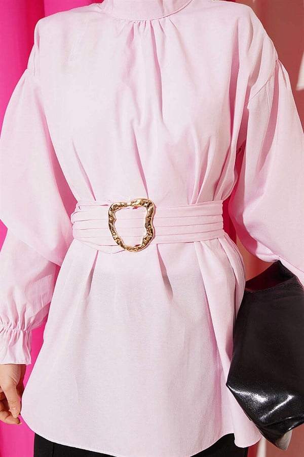 Pink Poplin Tunic with Elasticated Ankle Straps