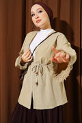 Linen Kimono with Wrist Tassels, Beige