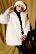 Ankle Ribbed Fur Coat Ecru
