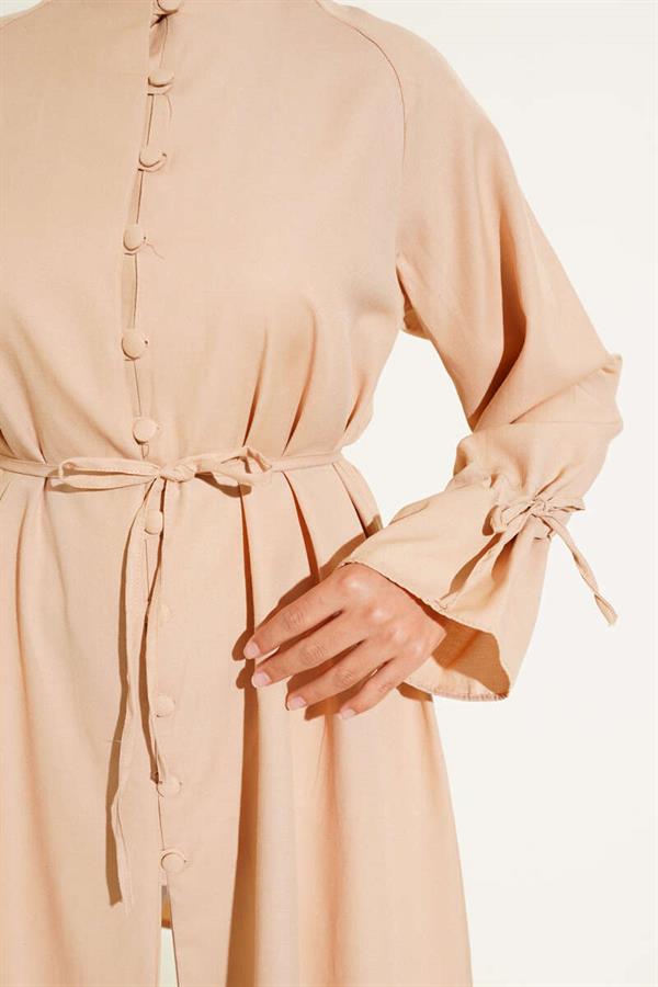 Ankle Tunnel Brit Button-Down Shirt Beige