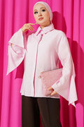 Pink Shirt with Ankle Slit and Hidden Buttons