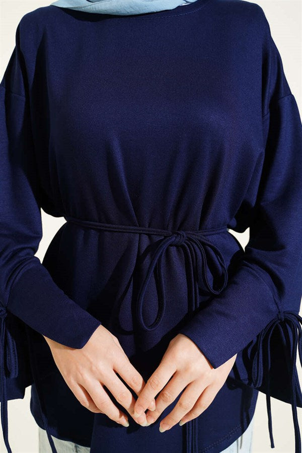 Loisha Tunic with Ankle Slit and Drawstring, Parliament Style