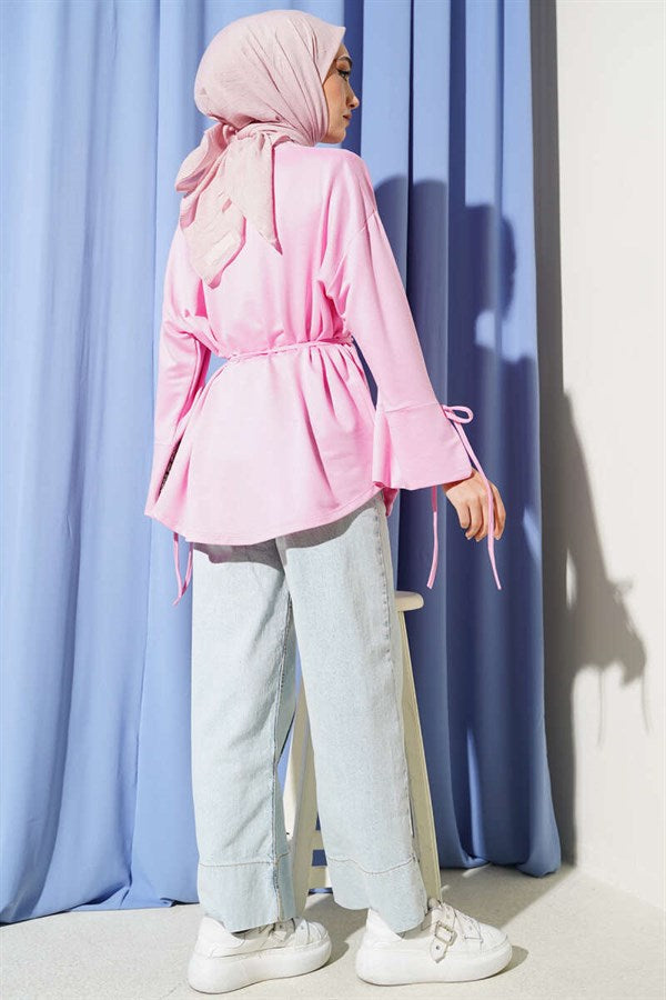 Ankle Slit Drawstring Loisha Tunic Pink