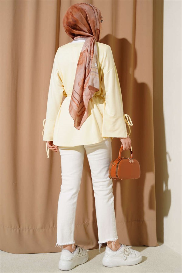 Ankle Slit Drawstring Loisha Tunic Yellow