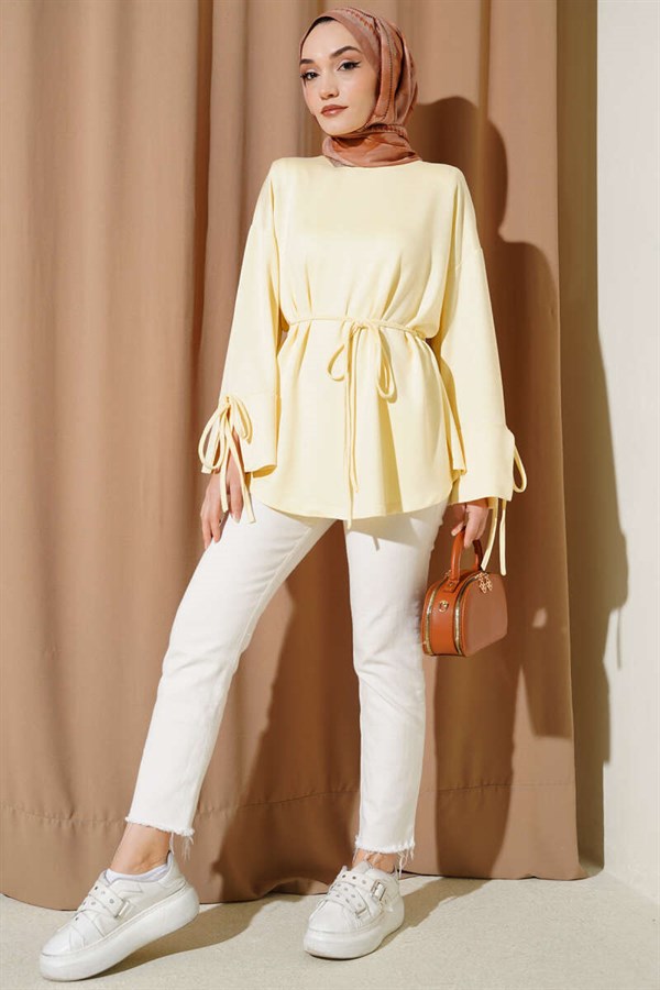 Ankle Slit Drawstring Loisha Tunic Yellow