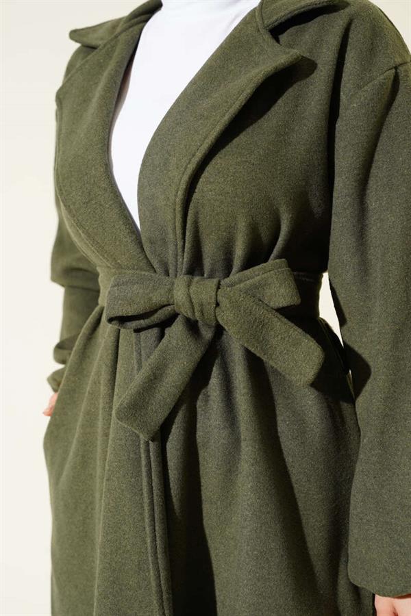Elasticated Wrists Cashmere Coat Khaki