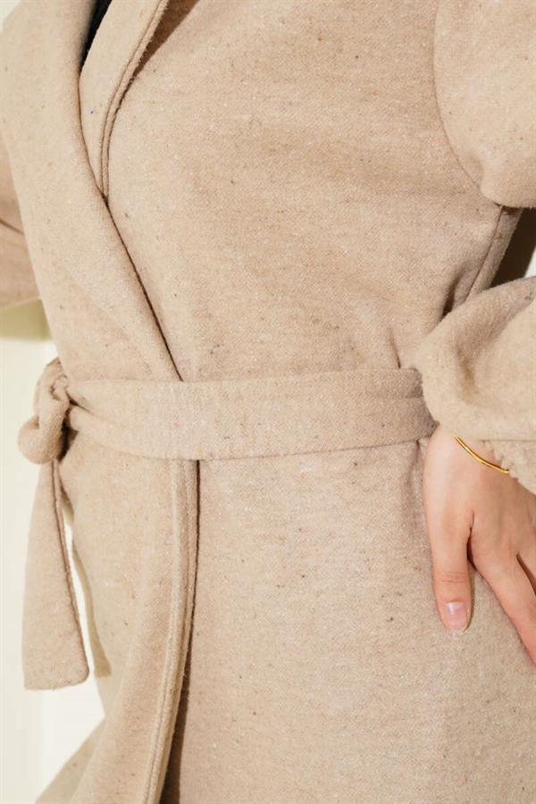 Elasticated Wrists Cashmere Coat Latte