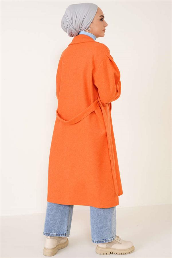 Elasticated Wrists Cashmere Coat Orange