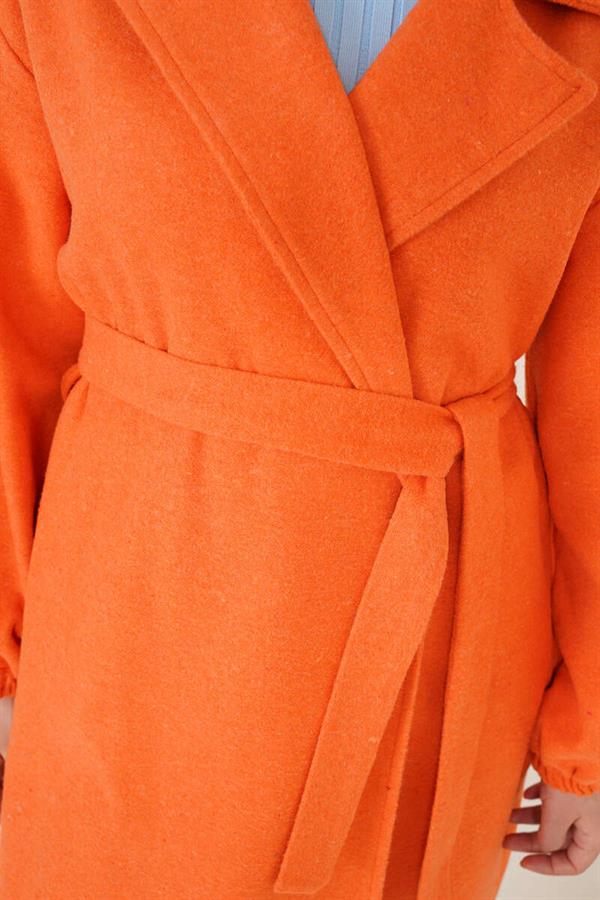 Elasticated Wrists Cashmere Coat Orange