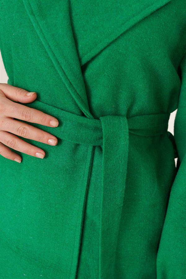 Elasticated Wrists Cashmere Coat Green