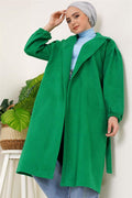 Elasticated Wrists Cashmere Coat Green