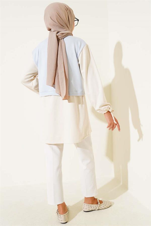 Tunic with Tunneled Ankles and Garnish in Baby Blue