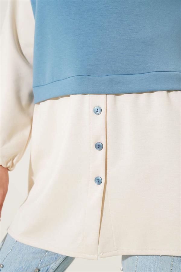 Tunic with Tunneled Ankles and Garnish Petrol