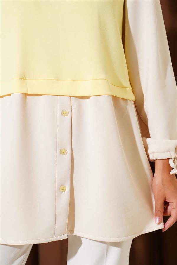 Tunic with Tunneled Ankles and Garnish in Yellow
