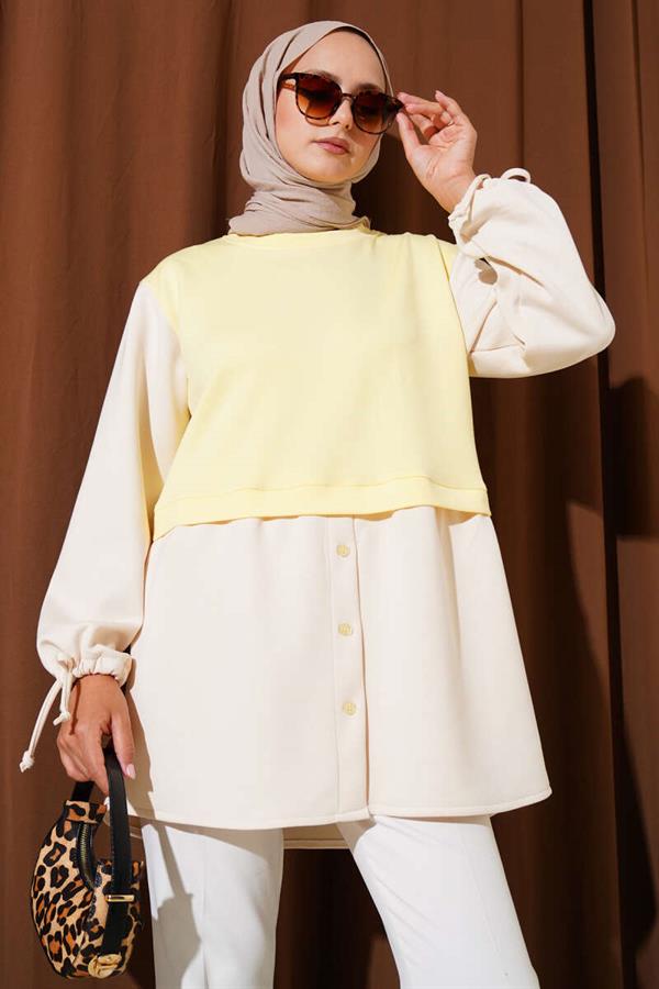 Tunic with Tunneled Ankles and Garnish in Yellow