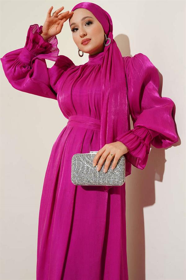 Fuchsia Dress with Ruffled Wrist Shawl Gift