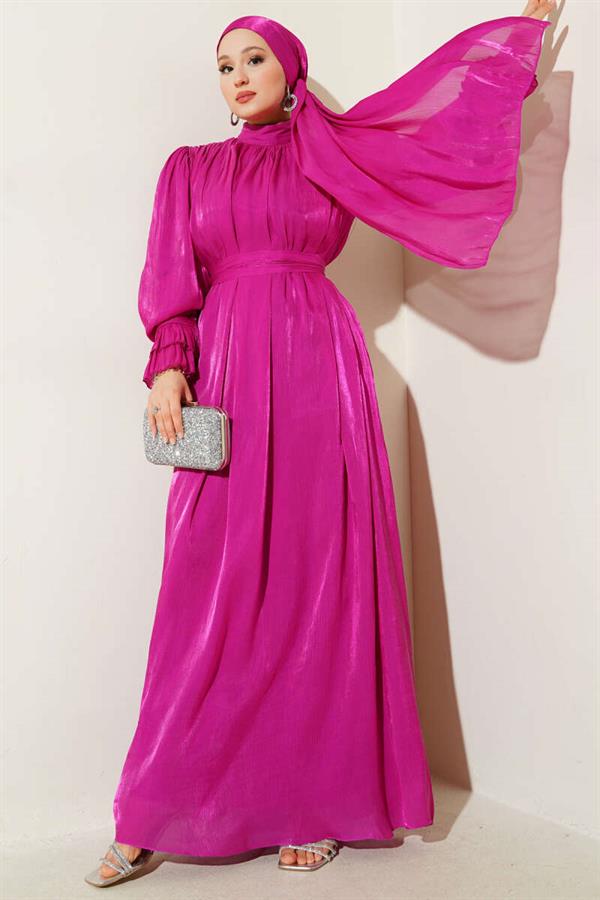 Fuchsia Dress with Ruffled Wrist Shawl Gift