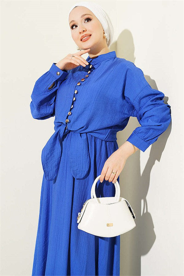 Buttoned Front-Tied Skirt Two-Piece Set in Saks