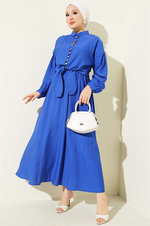 Buttoned Front-Tied Skirt Two-Piece Set in Saks