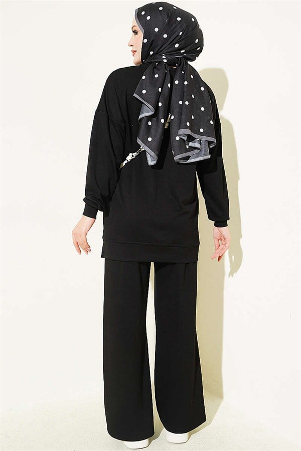 Crew Neck Emblem 2 Piece Set, Black