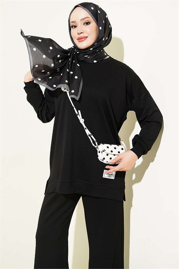 Crew Neck Emblem 2 Piece Set, Black