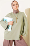 Crew Neck Basic Loisha Tunic in Light Green