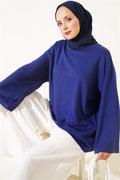 Crew Neck Basic Loisha Tunic Navy Blue