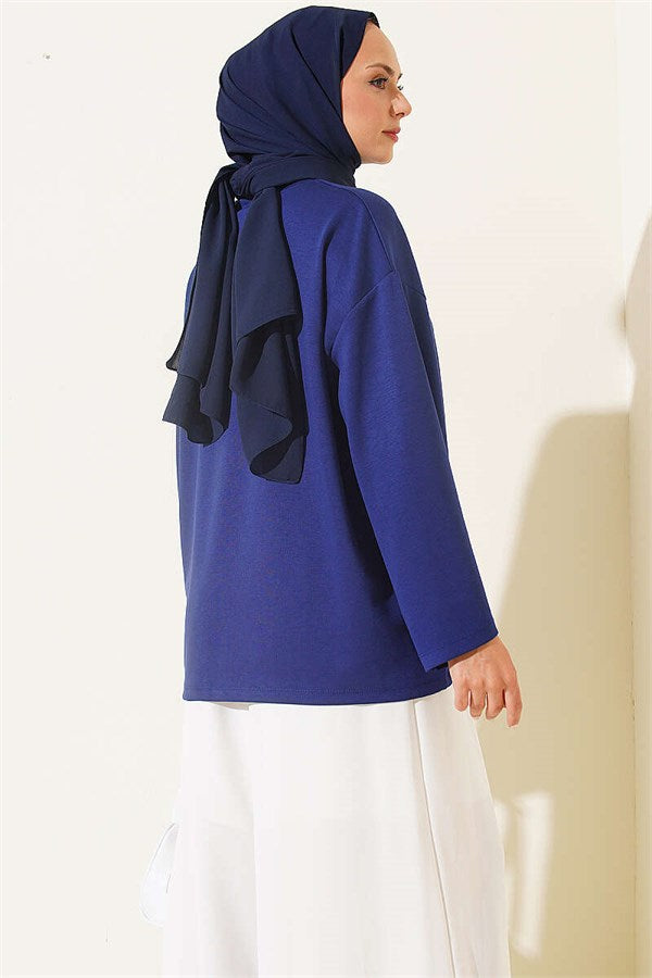 Crew Neck Basic Loisha Tunic Navy Blue