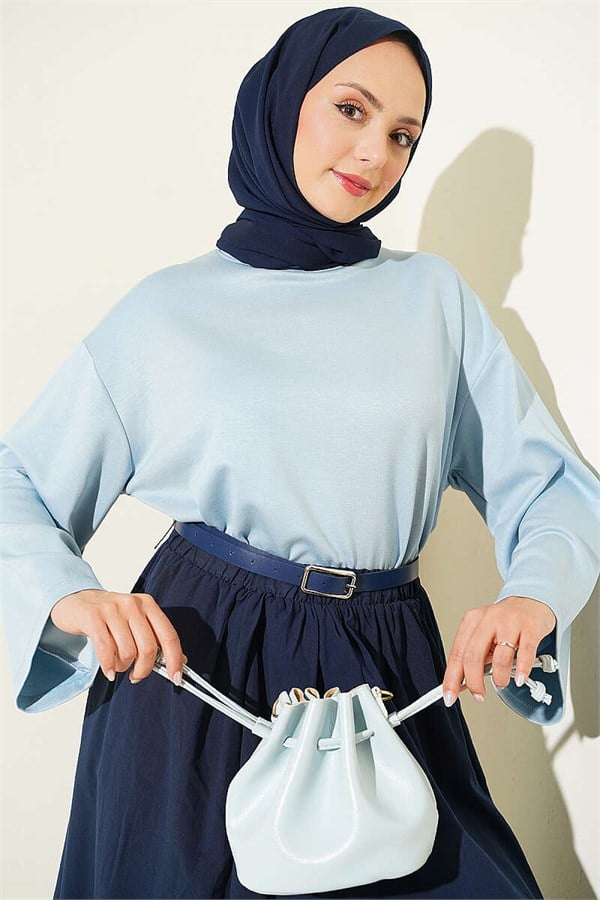 Crew Neck Basic Loisha Tunic Blue