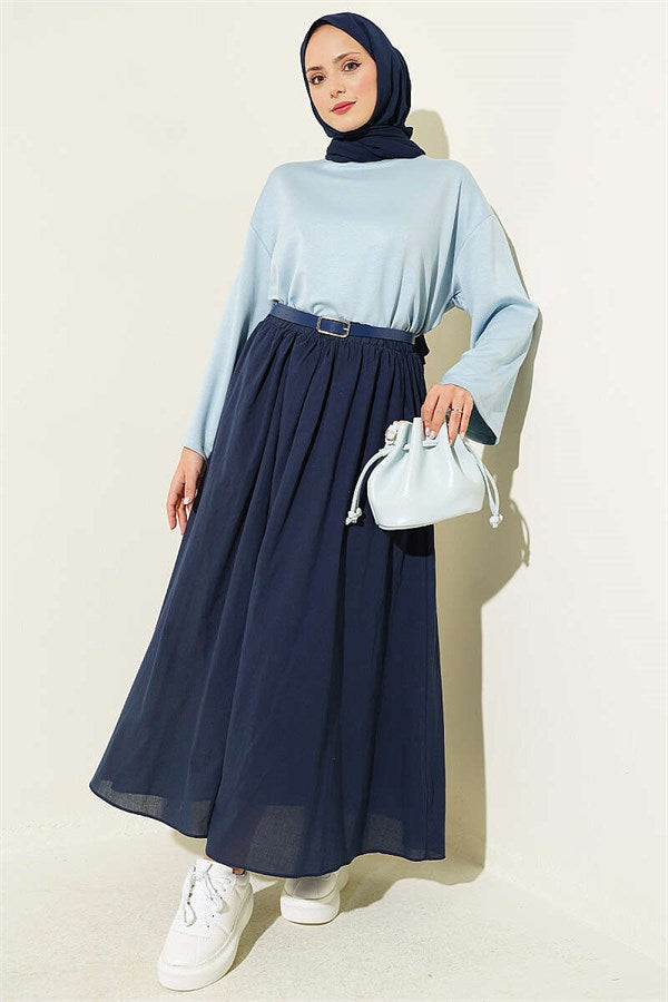 Crew Neck Basic Loisha Tunic Blue