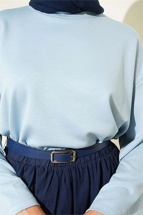 Crew Neck Basic Loisha Tunic Blue