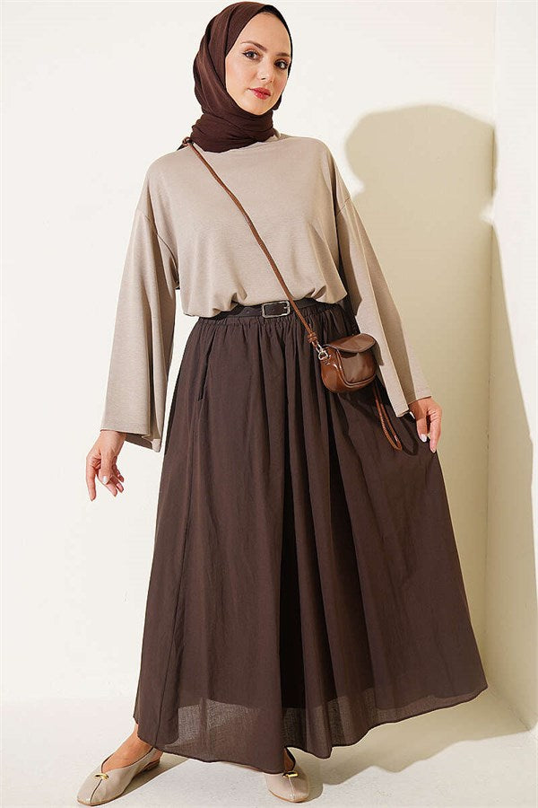 Crew Neck Basic Loisha Tunic, Mink