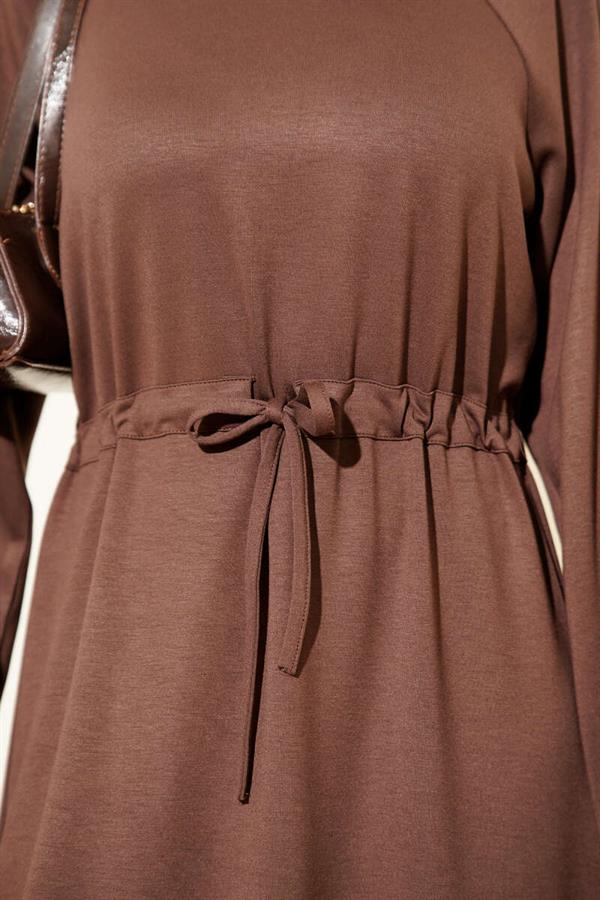 Crew Neck Waist Tunnel Loysha Dress Brown