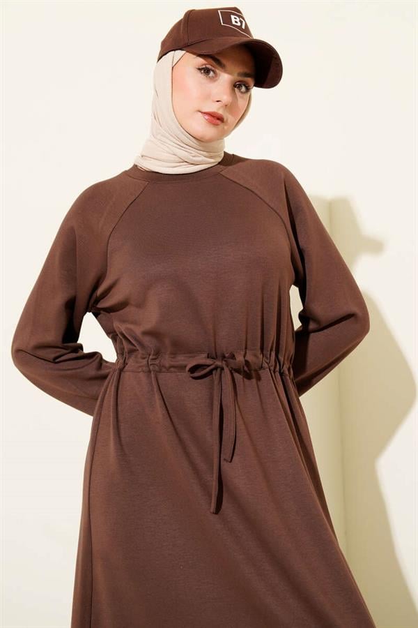 Crew Neck Waist Tunnel Loysha Dress Brown