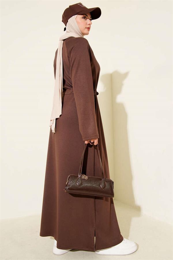 Crew Neck Waist Tunnel Loysha Dress Brown