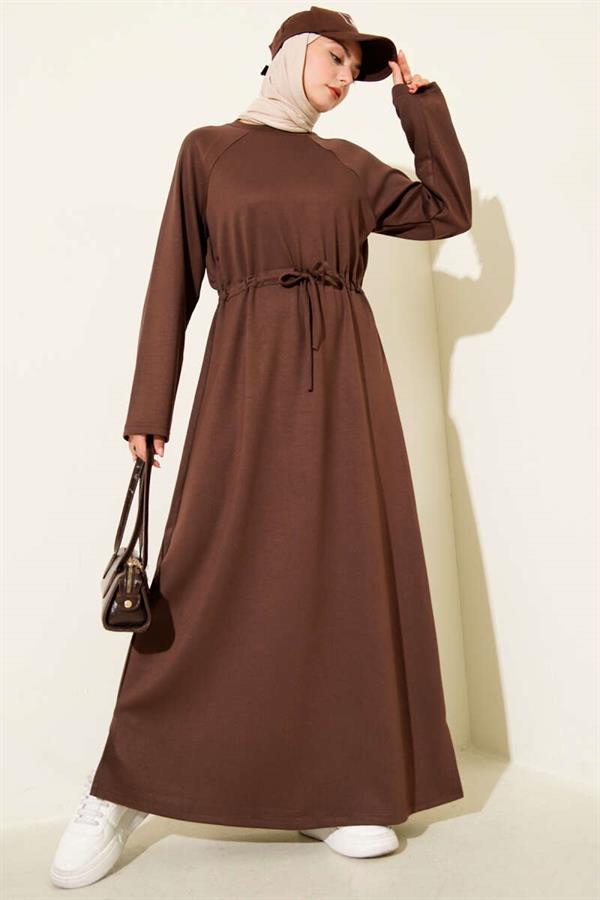 Crew Neck Waist Tunnel Loysha Dress Brown