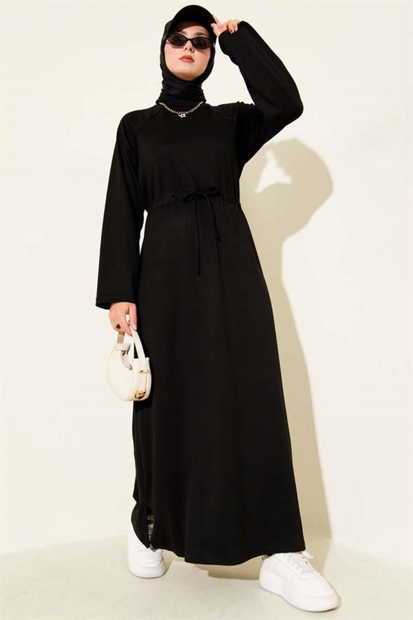 Crew Neck Waist Tunnel Loysha Dress Black