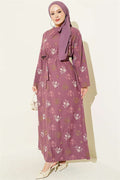 Crew Neck Dress with Floral Embroidery, Magenta