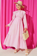 Pink Bicycle Collar Dress with Lace Details