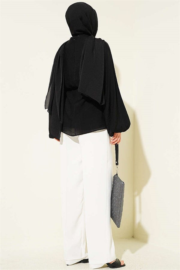 Crew Neck Drawstring Tunic, Black