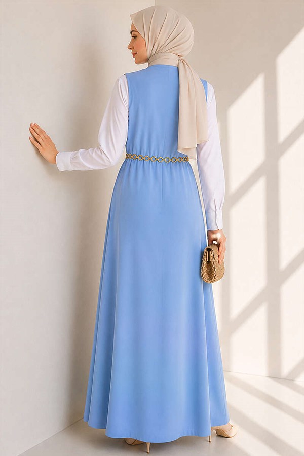 Crew Neck Loisha Sleeveless Dress Baby Blue